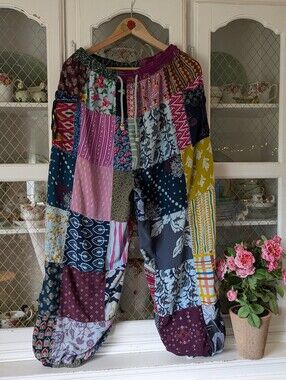 Like New Boho Patchwork  Jogger Harem Pants - Multicolor Hippie Festival
